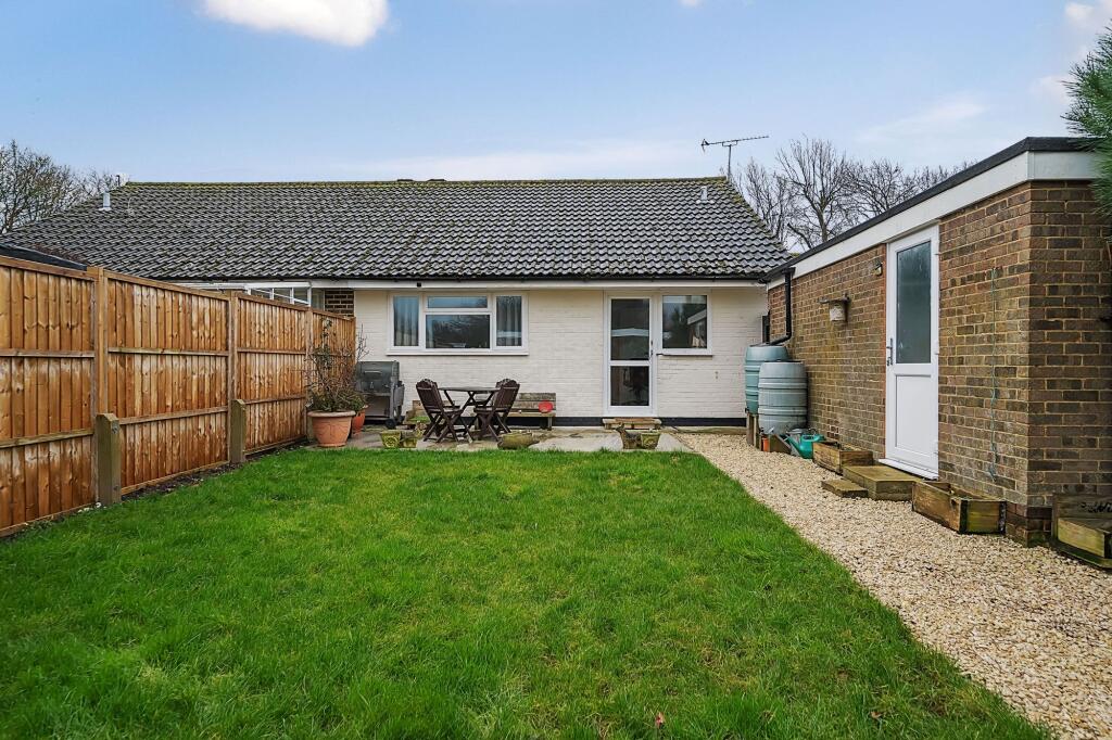 Back garden with garage